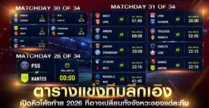 ตารางแข่งทีมลีกเอิง2026
