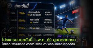 โปรแกรมบอลวันนี้
